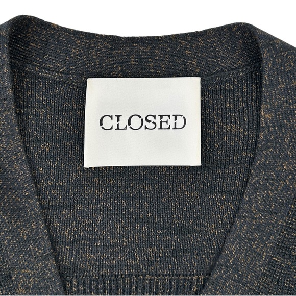 CLOSED Smokey Blue Cropped Cardigan - Dark Blue Wool Blend Knit Cardigan Sweater - Picture 8 of 11